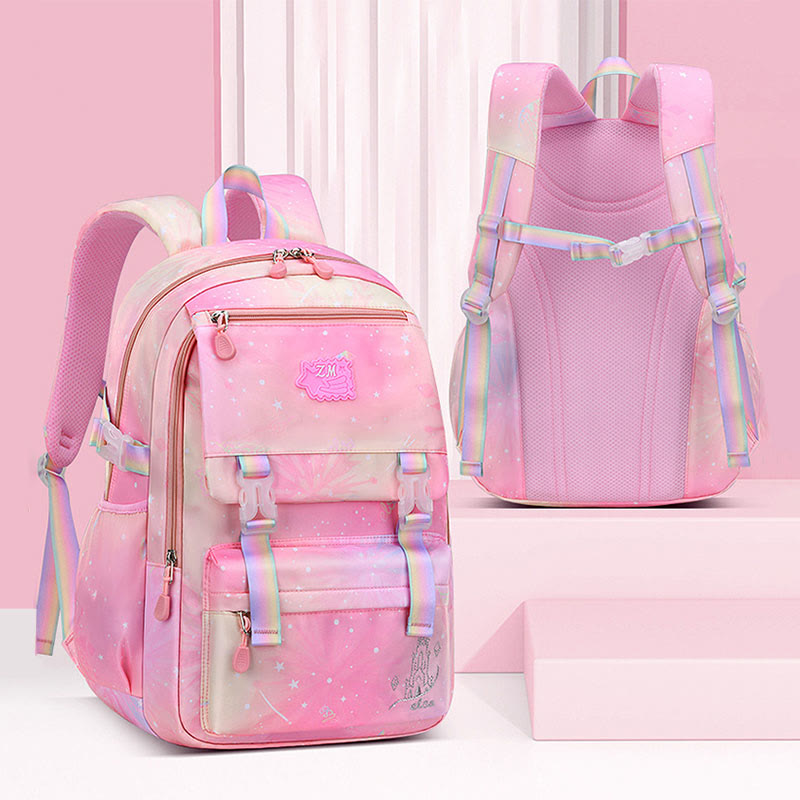 Rucksack für Kinder mit Farbverlauf, leicht, große Kapazität, für den täglichen Gebrauch, Schultasche