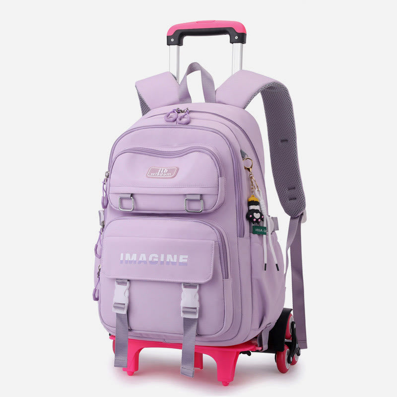 Mädchen Rollrucksack für die Schule wasserdichte Nylonräder Geldbörse