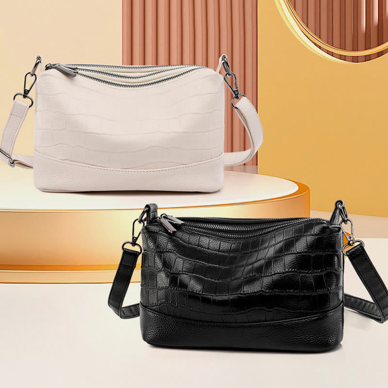 Einfache Umhängetasche für Damen mit Krokodildruck, Retro-Tagestasche