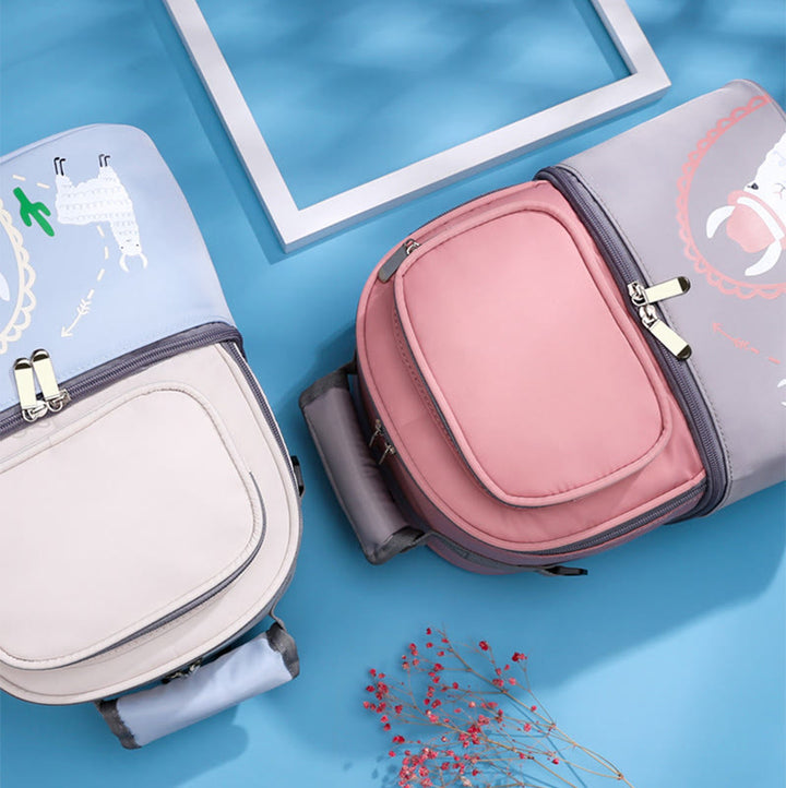 Mamatasche für Frauen Cartoon Multifunktionaler Outdoor-Rucksack mit zweilagigem Design