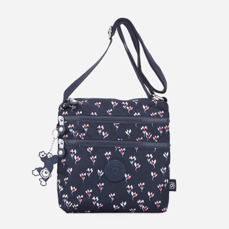 Leichte kleine Crossbody-Tasche mit Dreifach-Reißverschluss, Schultertasche für Damen