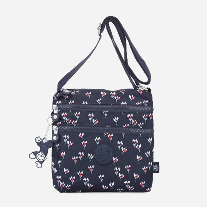 Leichte kleine Crossbody-Tasche mit Dreifach-Reißverschluss, Schultertasche für Damen