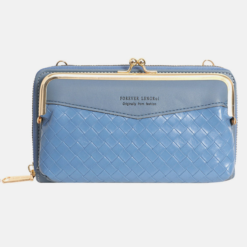 Kleine Umhängetasche Geldbörse Handytasche Damen Mini gewebtes Leder Schultertasche