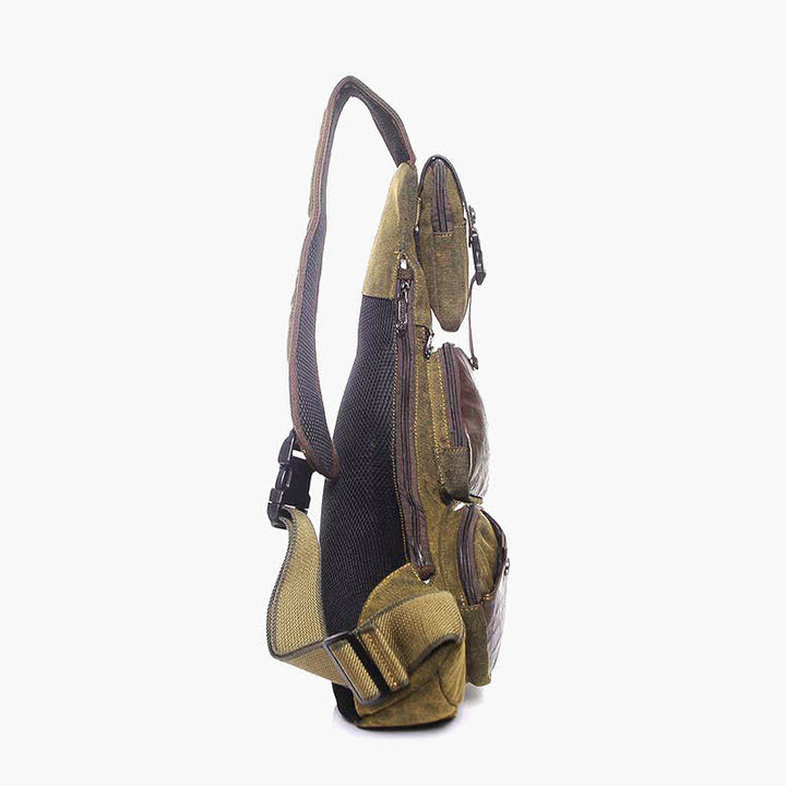 Sling Bag für Herren, sportlich, braun, Vintage-Canvas