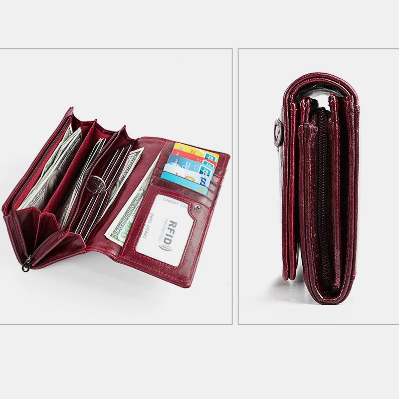 Money Manager RFID Damen Leder Geldbörse Handyhalter Clutch Organizer
