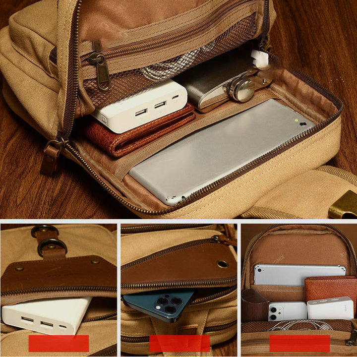 Schultertasche für Herren im Retro-Design, leichte Umhängetasche aus Canvas