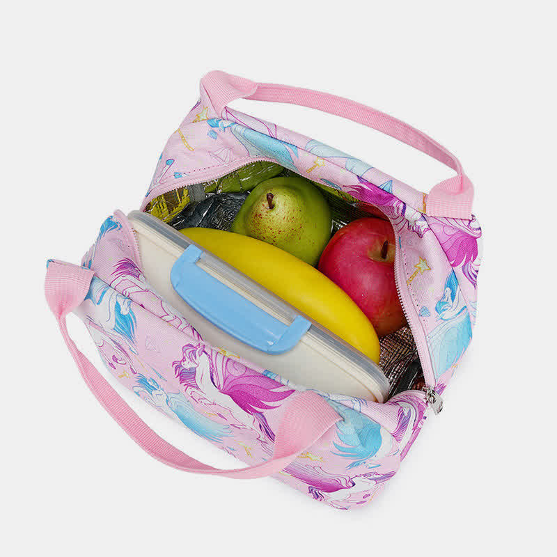 Einhorn-Schulranzen-Set für Mädchen, Rucksack, Büchertasche, Lunchtasche, Federmäppchen