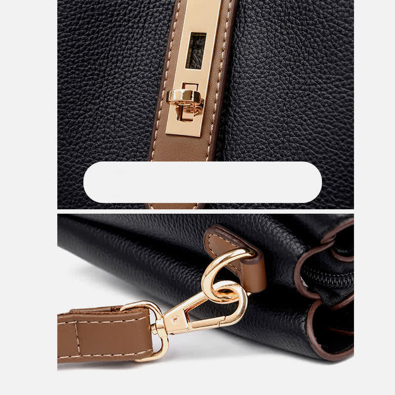 Kleine Umhängetasche mit drei Fächern für Damen, Schultertasche aus Leder