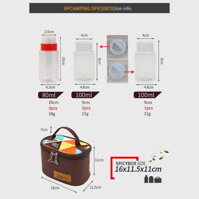 Aufbewahrungstasche für Outdoor-Camping-Grill-Mini-Gewürzflaschen-Set