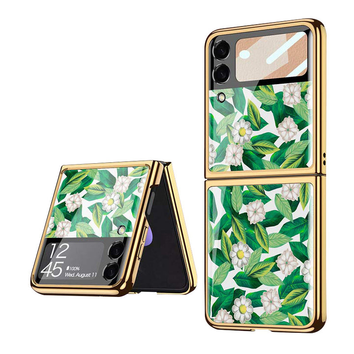Samsung Galaxy Z Flip 3 Hülle Floral Premium Dünn Transparent Hart PC Handyhülle
