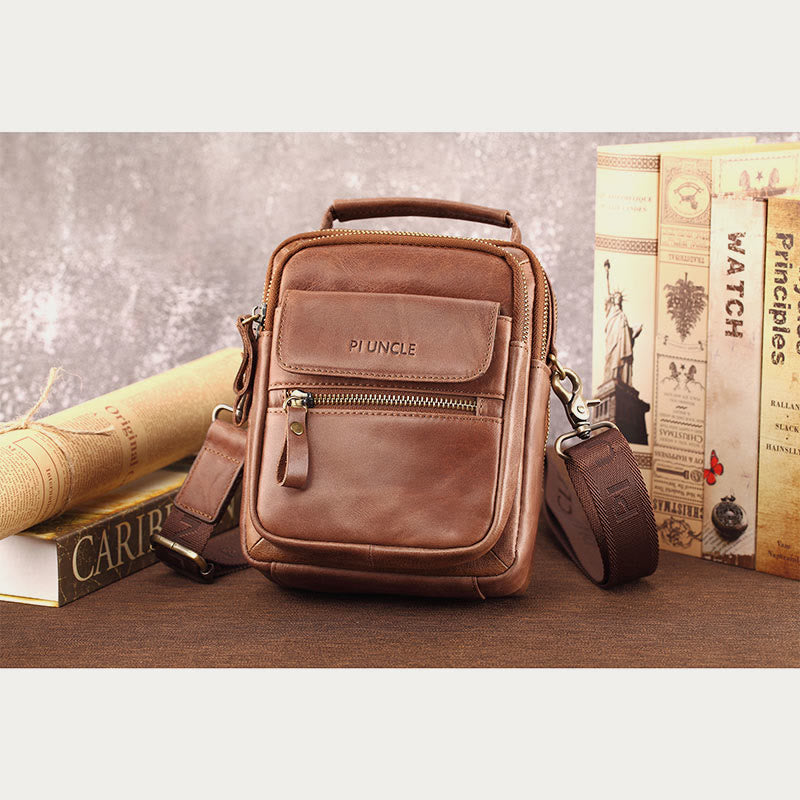 Messenger Bag für Herren, Business, kleine tragbare Umhängetasche aus Leder
