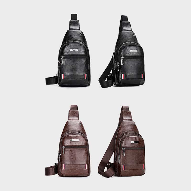 Leder-Umhängetasche für Herren, für Outdoor-Reisen, Brusttasche, Tagesrucksack