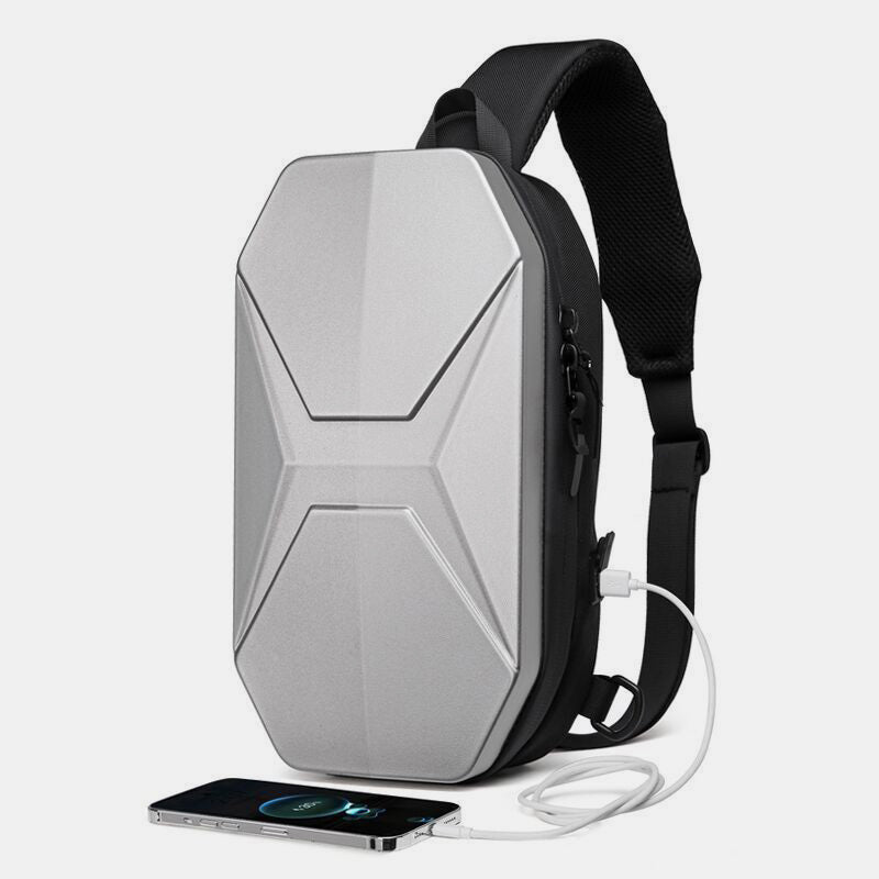 Modische Schultertasche für Herren, wasserdicht, robust, mit USB-Ladeanschluss