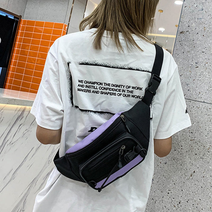 Kontrastfarbe Umhängetasche Hüfttasche Mädchen Cool Canvas Brust Geldbörse