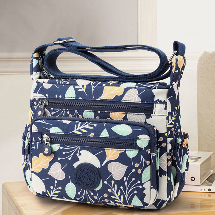 Umhängetasche aus Nylon für Damen, bedruckt, mehrfarbig, robuste Tasche