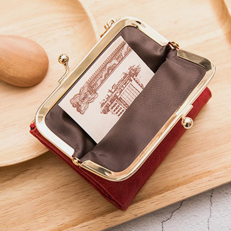 Multifunktionale, zweifach faltbare Münzbörse im Vintage-Stil mit Kiss Lock