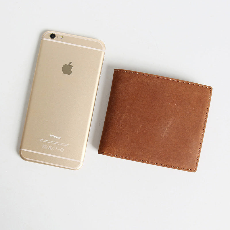 Lässige Bifold-Geldbörse aus echtem Leder im Vintage-Stil