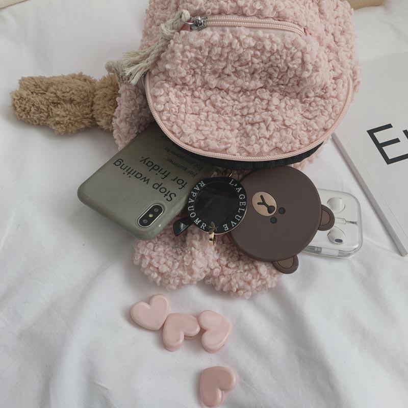 Multi-Trage-Rucksack für Babys/Kleinkinder mit Kaninchenohren aus Plüsch, Mini-Rucksack für Jungen und Mädchen