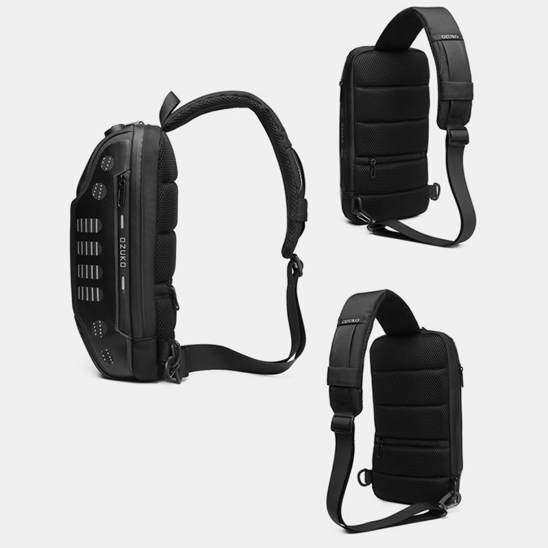 Multifunktionale, wasserdichte, diebstahlsichere Schultertasche mit USB-Ladeanschluss