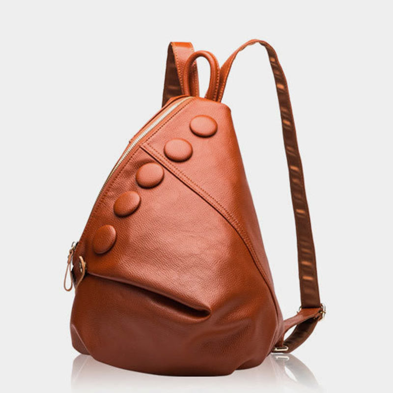 Einfarbiger Lederrucksack für Damen und Jugendliche