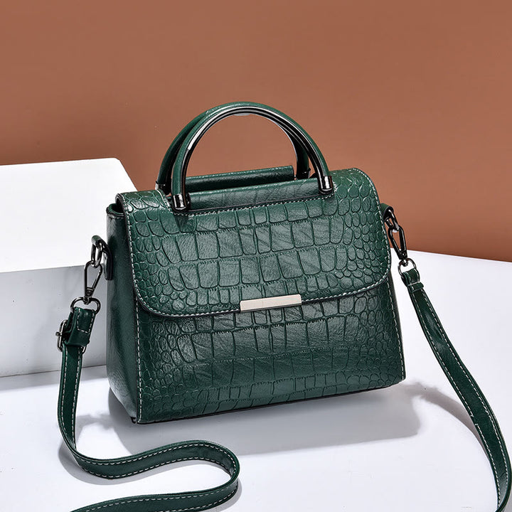 Geldbörse aus veganem Leder mit Krokodilmuster für Damen, klassische, solide Handtasche