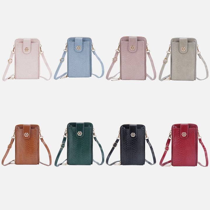 Solide Schlangenhaut-Grain-Telefontasche für Frauen Elegante Crossbody-Geldbörse