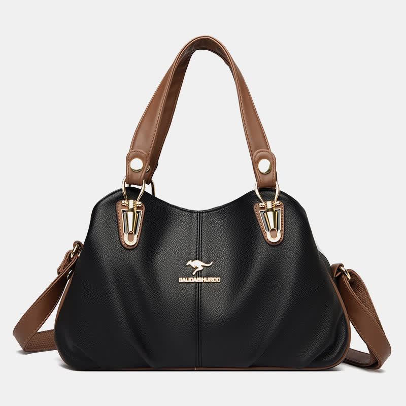Damen Lederhandtasche mit mehreren Fächern, Umhängetasche, Hobo-Tasche