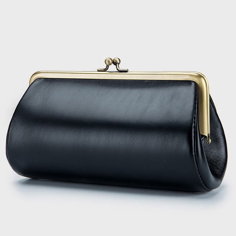 Clutch für Damen, Retro, schlichte Abendtasche aus echtem Leder
