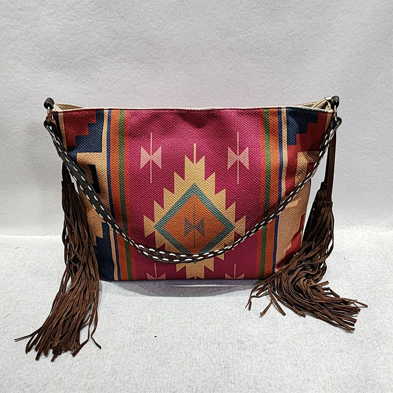 Damen-Einkaufstasche, modisch, böhmische Quaste, Umhängetasche, Vintage-Boho-Handtaschen