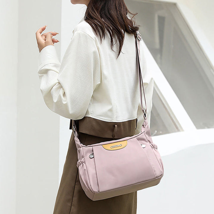Damen Umhängetasche, minimalistisch, mehrere Taschen, breiter Riemen, Schultertasche