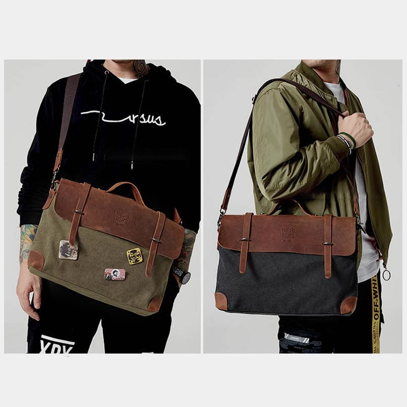 Umhängetasche für Herren, Canvas, lässig, Vintage, Dokumententasche