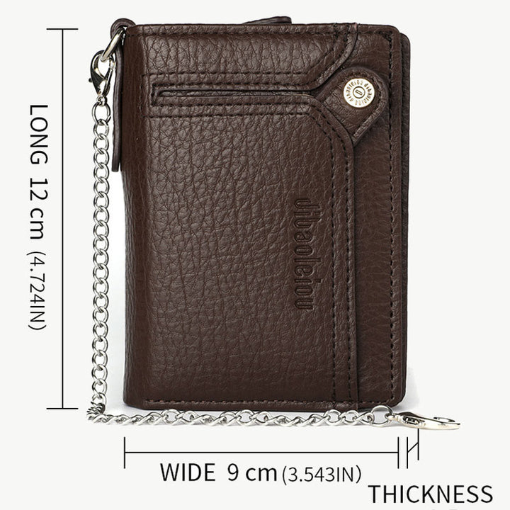 Anti-Diebstahl-Kette Brieftasche für Männer Retro Leder Geld Clip