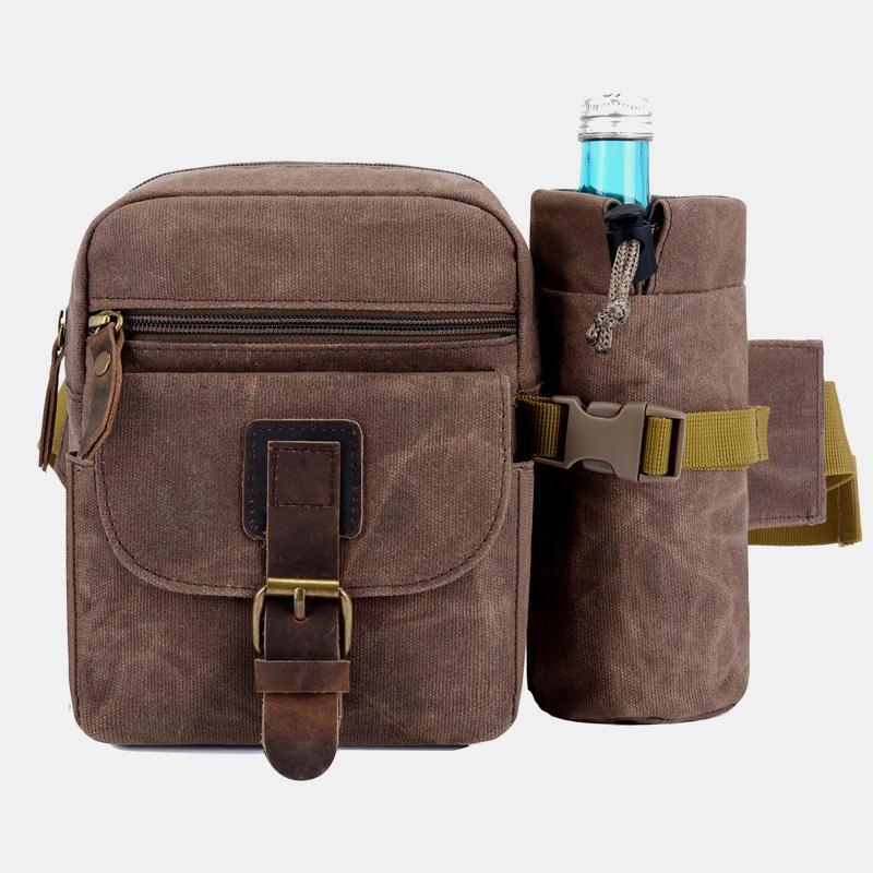 Canvas-Gürteltasche für Damen und Herren, Hüfttasche, Brusttasche mit Flaschenfach