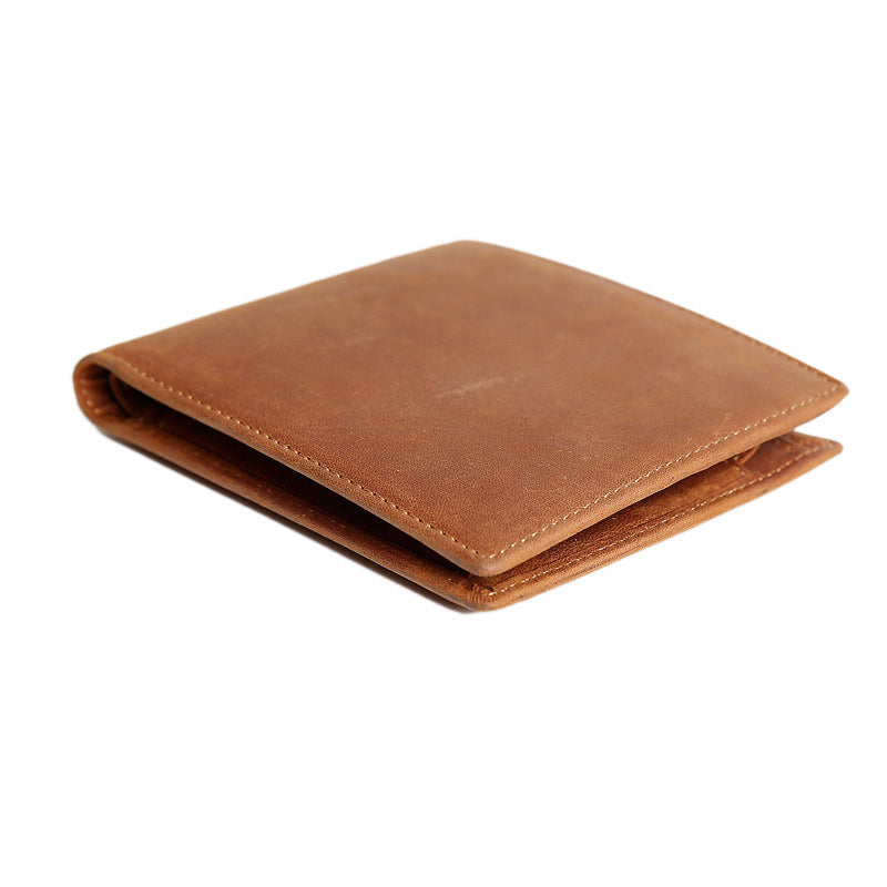 Lässige Bifold-Geldbörse aus echtem Leder im Vintage-Stil