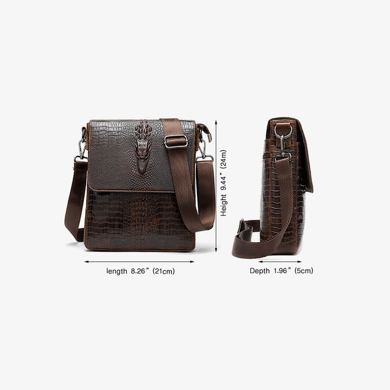 Clamshell Messenger Bag Herren Unifarben Krokodildruck Business Geldbörse