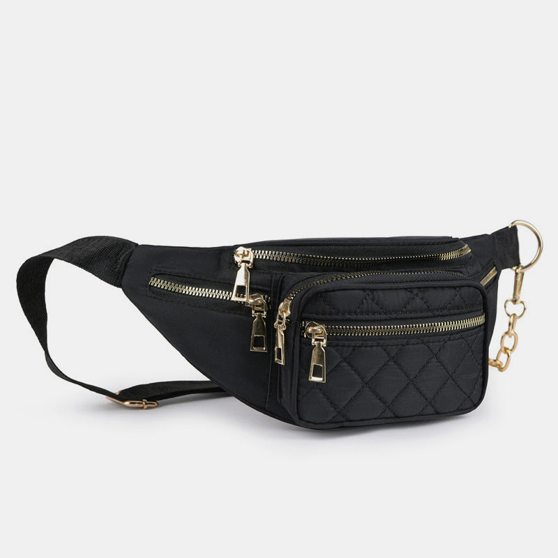 Leichte, funktionale Brust-Schultertasche für Damen mit Metallkettenriemen