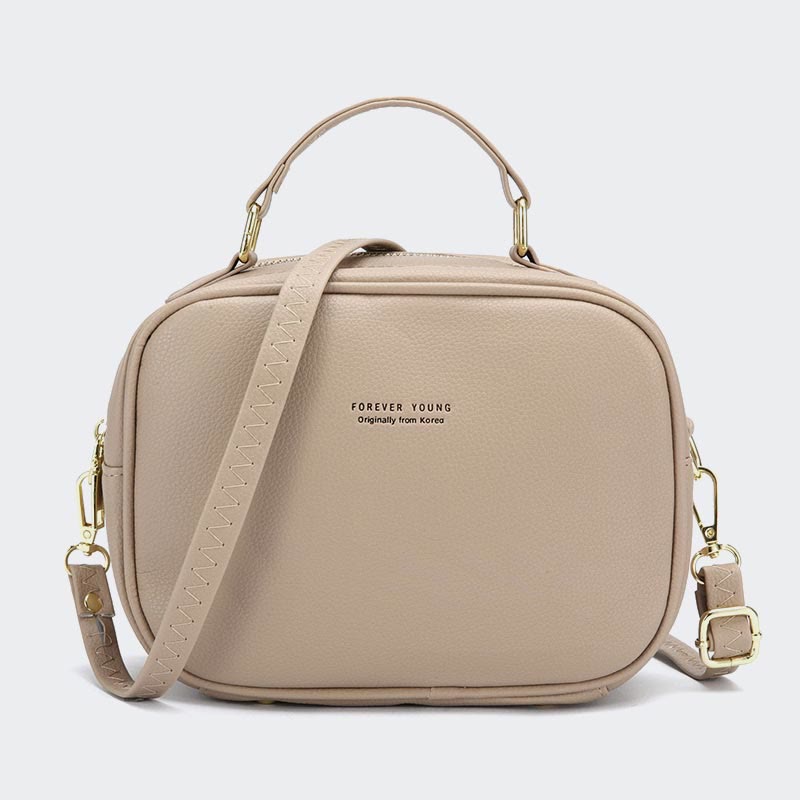 Tasche mit Henkel oben für Damen, einfache Umhängetasche aus einfarbigem PU-Leder
