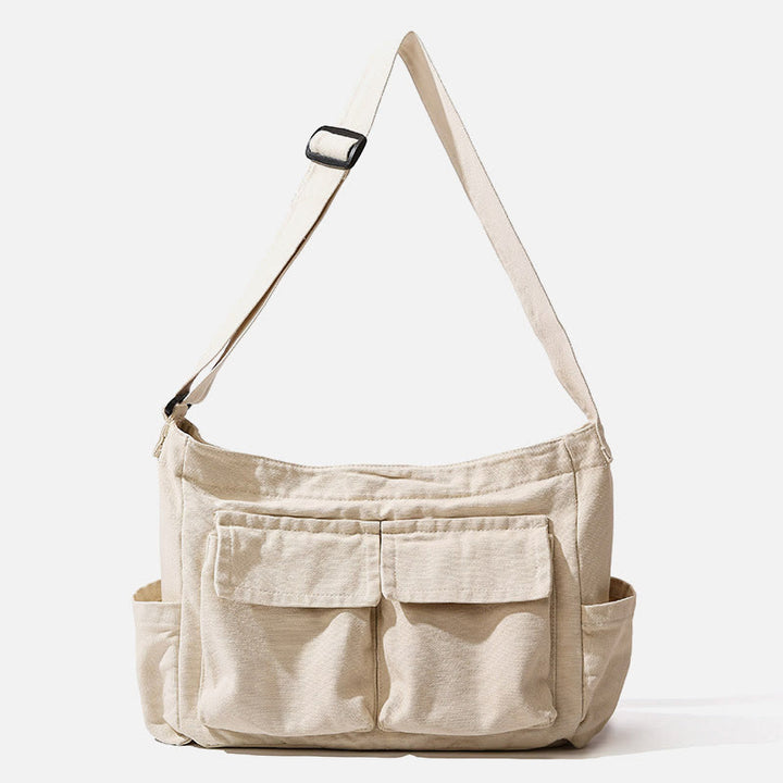 Umhängetasche aus Canvas mit mehreren Taschen für Damen, Retro, leichte Schultertasche