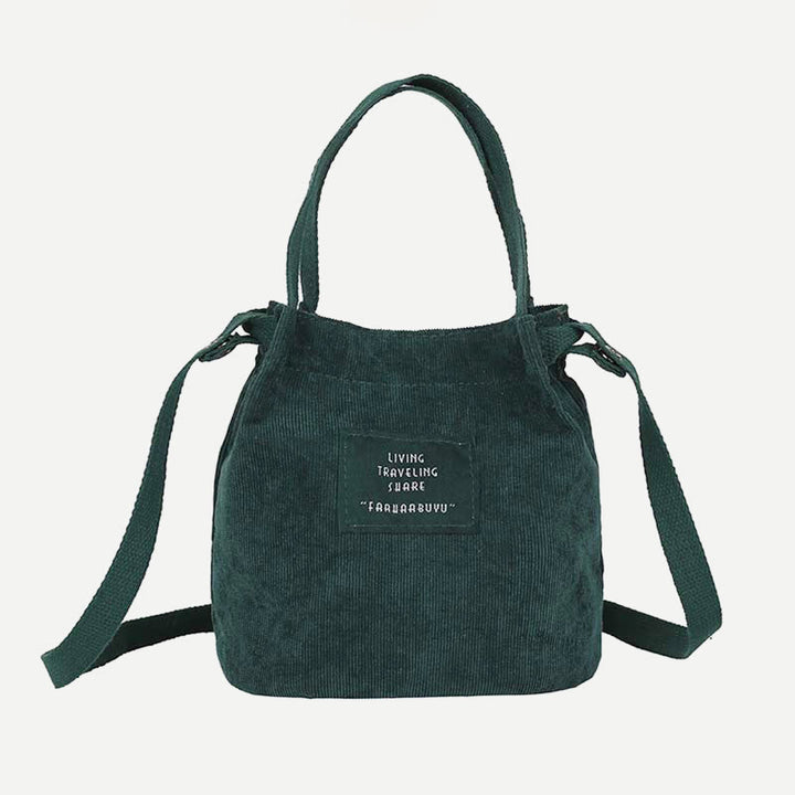 Top-Griff-Tasche für Frauen im Retro-Stil, literarische Cord-Canvas-Handtasche