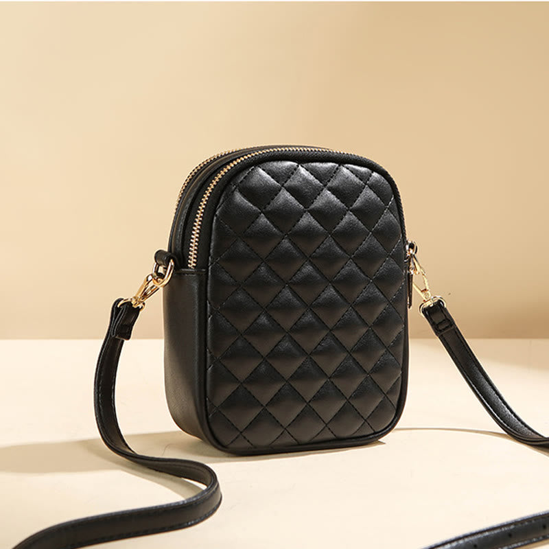 Handytasche für Damen mit Rautenmuster, einfarbig, Mini-Tasche