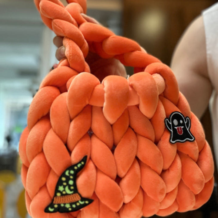 Weihnachtsfussel-Handtasche, süße Weihnachts-Schultertasche aus gedrehtem Korn