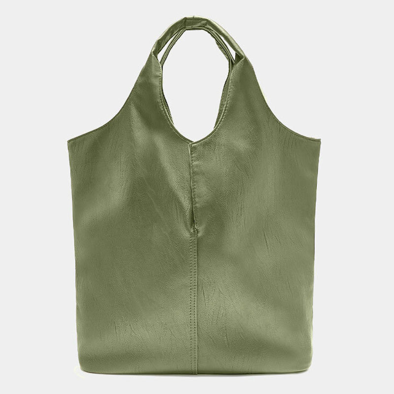 Leder Tote Schultertasche für Frauen Doppelseitige Hobo Geldbörse Bucket Handtasche