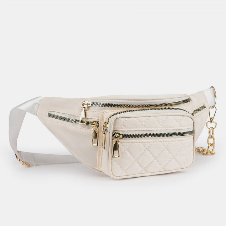 Leichte, funktionale Brust-Schultertasche für Damen mit Metallkettenriemen