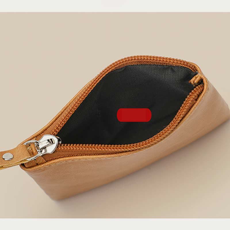 Retro-Münzbeutel aus Leder, Wechselgeldhalter für Damen, Mini-Geldbörse mit Reißverschluss
