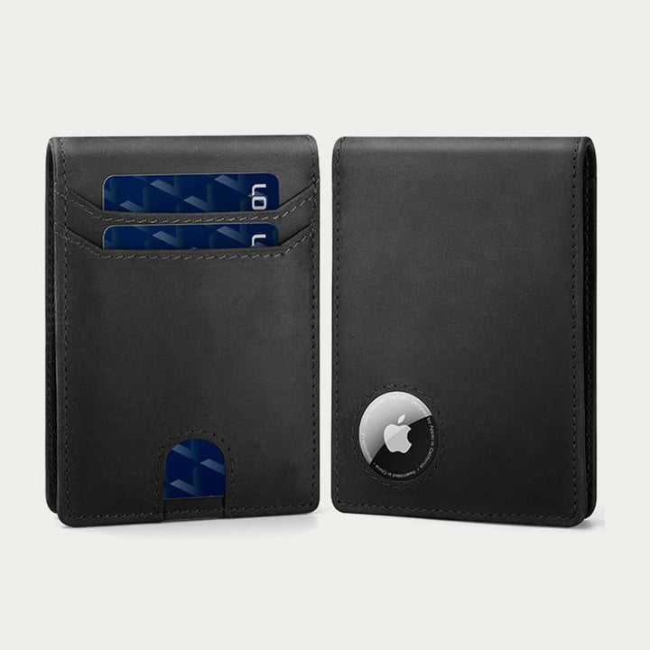 Airtag Bifold Wallet, ultradünne Geldklammer aus Leder