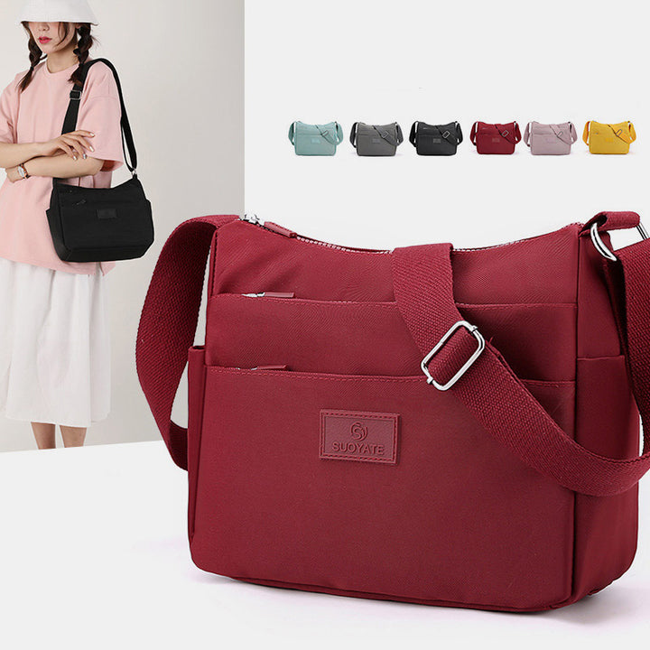 Geräumige Handtaschen mit mehreren Taschen für Damen, einfarbig, lässige Umhängetasche