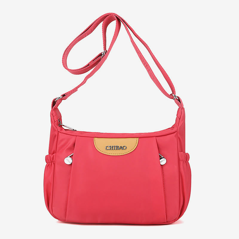 Damen Umhängetasche, minimalistisch, mehrere Taschen, breiter Riemen, Schultertasche