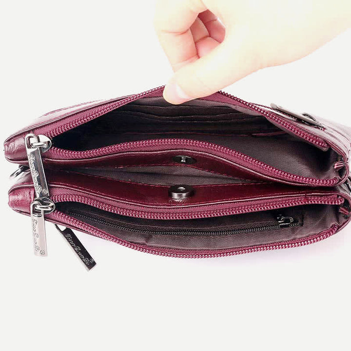 Clutch-Geldbörse für Damen, mehrere Taschen, Echtleder-Geldbörse mit Umhängegurt