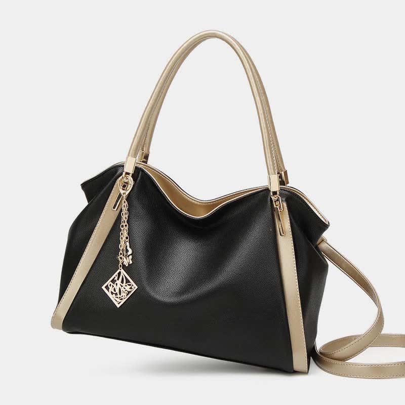 Große Handtasche aus Leder für Damen mit Reißverschluss und Tragegriff oben