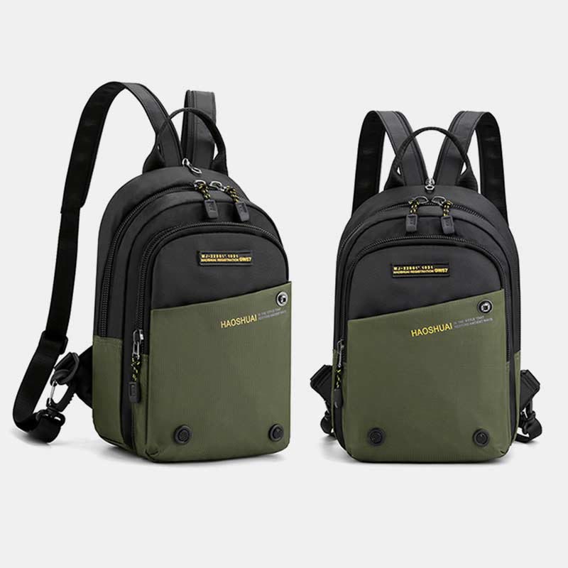 Schultertasche für Herren, lässig, wasserdicht, verstellbare Reißverschlussgurte, Rucksack